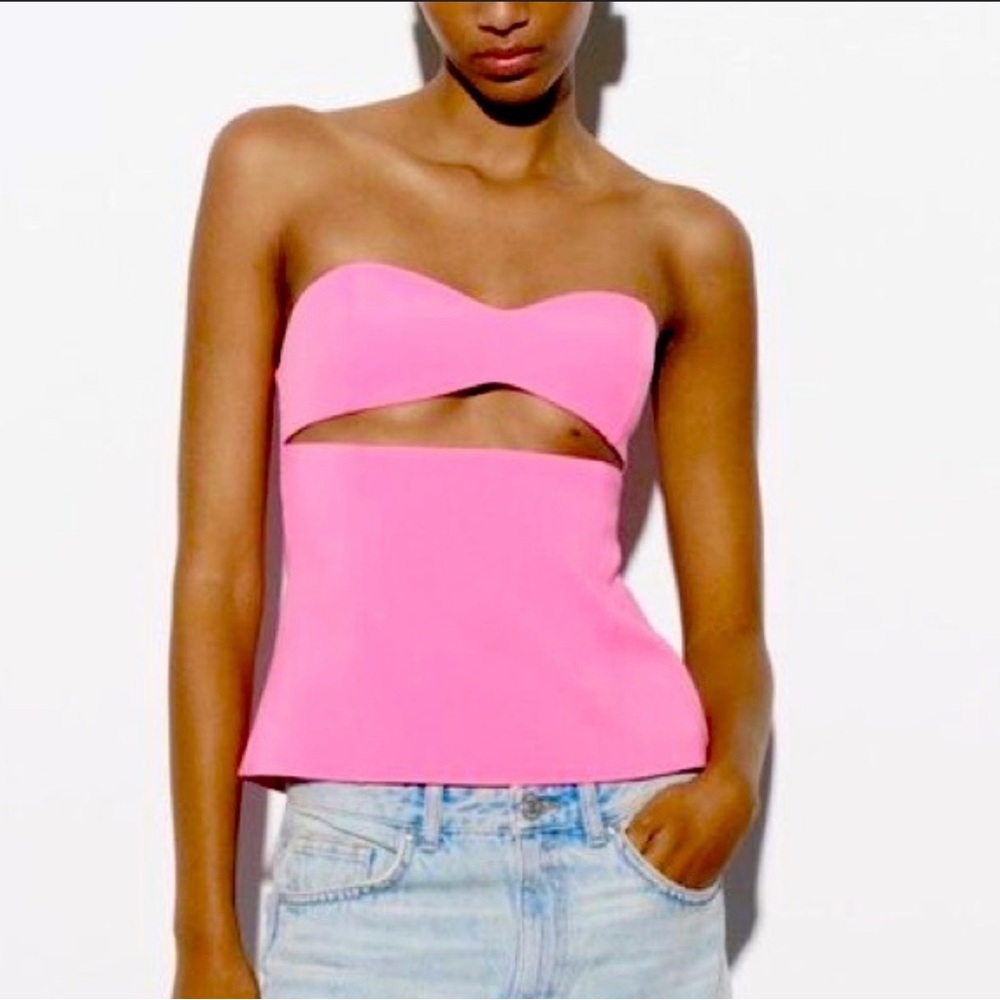 NEW Zara Pink Strapless Cutout Top- Small